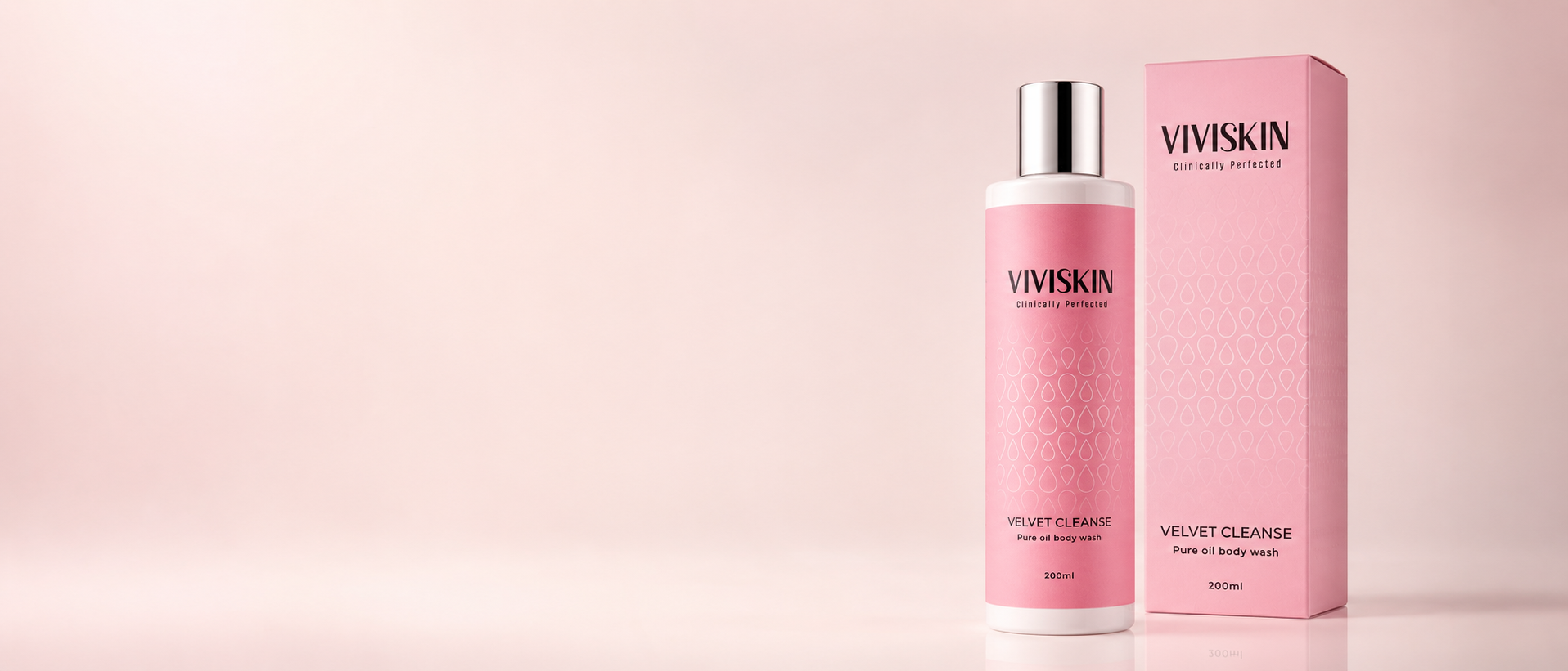VIVISKIN Velvet Cleanse Pure Oil Body Wash, 200 ml bottle and carton